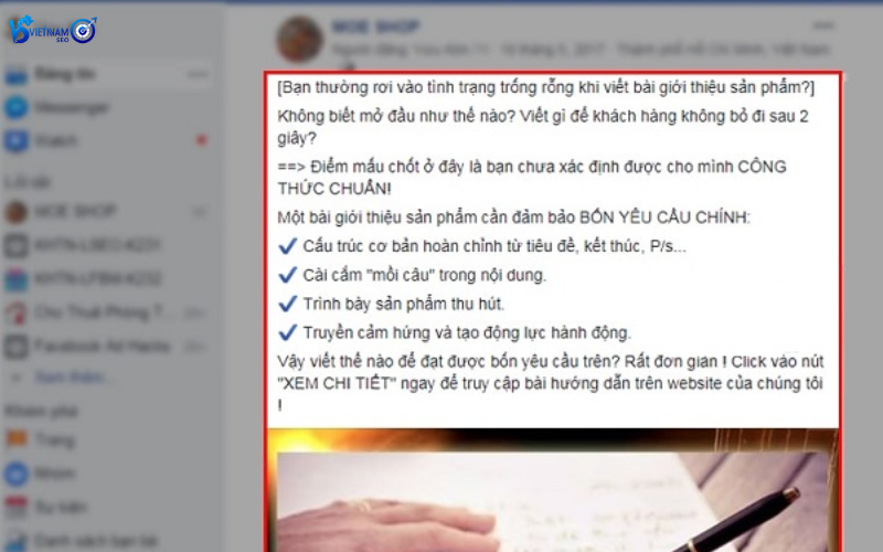mẫu bài quảng cáo facebook hiệu quả