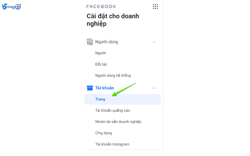 mở cài đặt doanh nghiệp
