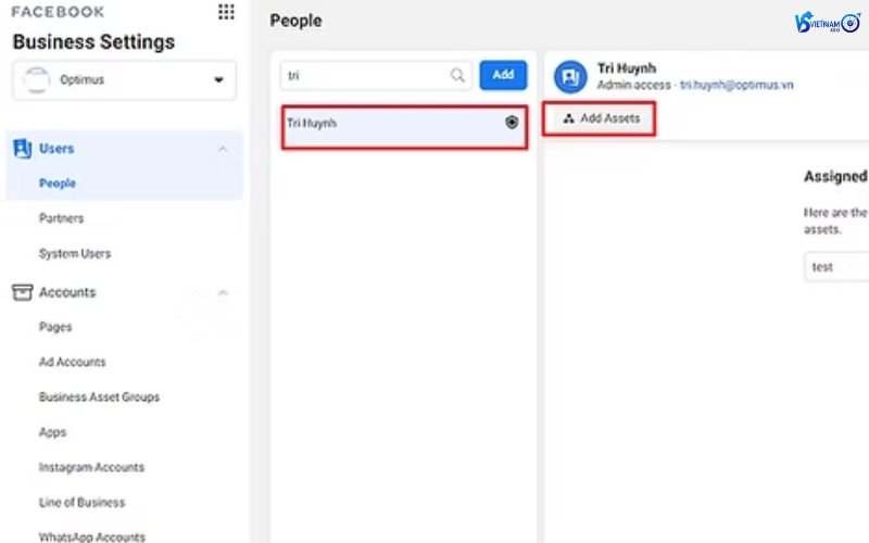 truy cập business manager
