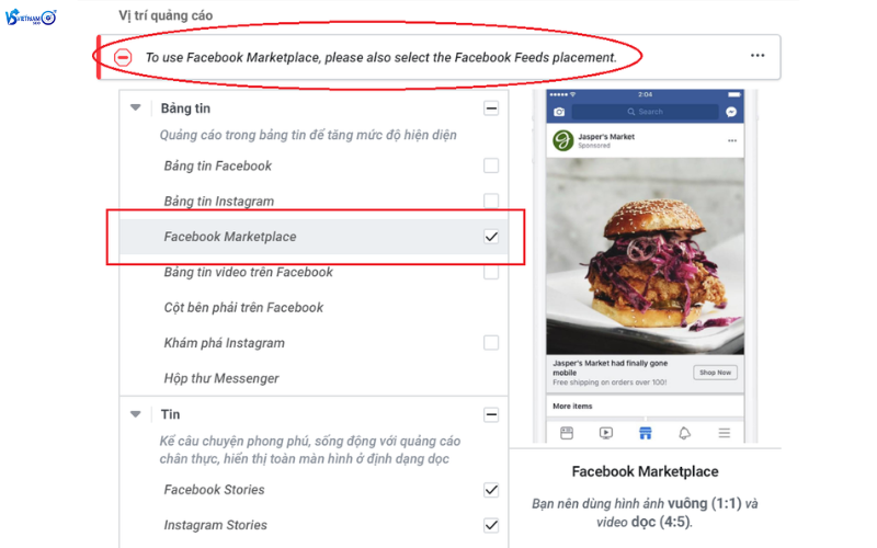 Các Vị Trí Quảng Cáo Trên Facebook